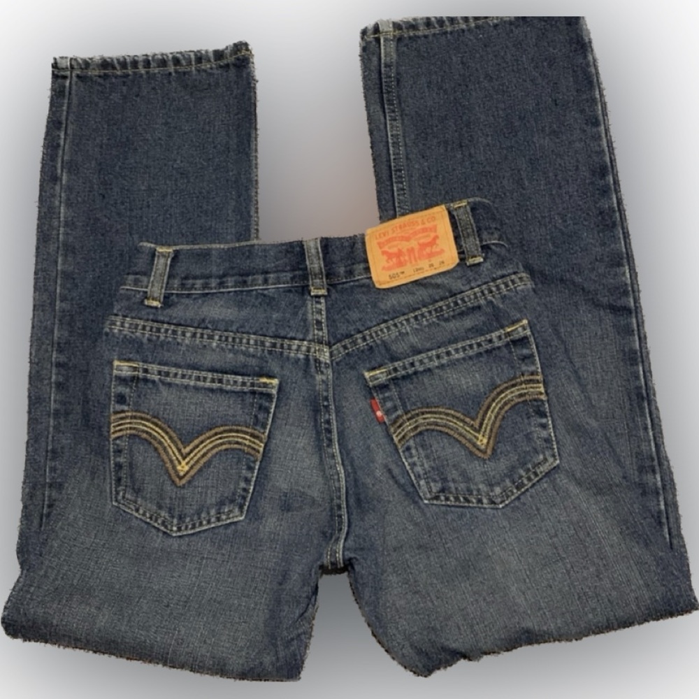 Levi’s 505 Boy’s 12 R Straight Blue Denim Jeans Youth L 26x26 Stitched Pockets